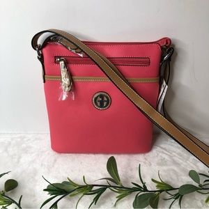 Giani Bernini Saffiano Crossbody Bag, Coral Pink, NWT